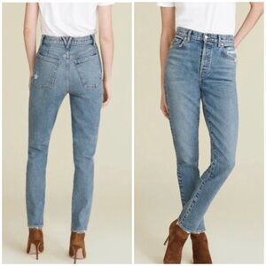 VERONICA BEARD Jeans Ryleigh Slim Straight High Rise Nile Blue Wash Denim Jeans‌